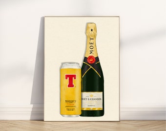 Tennants and Moët - A4 & A3 Print sizes - Wall Art -