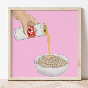 A Stella Breakfast Illustration - Stella Artois Art Print - Colour variations available - Kitchen Wall Art