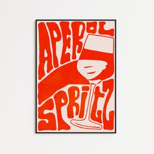 Impression Aperol Spritz Bauhaus - Tailles d'impression A4 et A3 - Art mural - Irlande - Formes groovy géniales