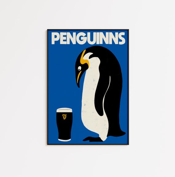 Penguin Guinness Wall Art - Bold, Funky and Vibrant Poster - Fun