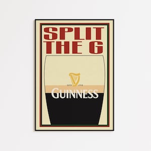 Retro Guinness Print - Different Print sizes - Wall Art - Ireland - Guinness challenge - Split the G