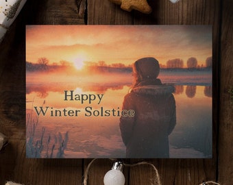 READY to SHIP Winter Solstice Cards - Witchy Yule Card - Longest Night Sunrise - Pagan Christmas Card, Wiccan Card, Witchy Card, Yule Gift