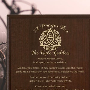 Goddess Prayer Plaque - Wiccan Prayer to the Triple Goddess - Witchy Decor Wooden wall hanging pagan man gift witchy decor triquetra celtic