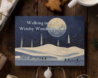 READY to SHIP Yule Cards - Walking In A Witchy Wonderland - Winter Solstice Card - Pagan Christmas Card, Wiccan Card, Witchy Card Single