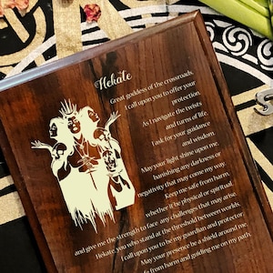 HEKATE Prayer Wall Plaque - Hecate Decor - Wooden wall hanging pagan gift pagan man gift witchy decor Hekate art, Hecate Altar, dark goddess