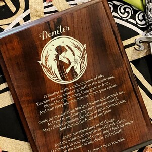 DEMETER Prayer Wall Plaque | Demeter Invocation | Hellenic Pagan Art, Witchy Decor Pagan Home Decor Fertility Earth God Greek Pantheon Gift