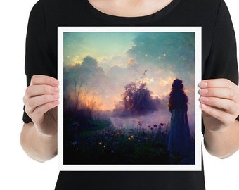 Heksengodin op de dageraad van Ostara - Witchy Art Print, heidense kunst, Wicca kunst, hekserij, spirituele, inspirerende empowerende kunst