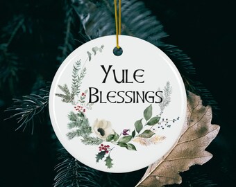 Yule Blessings Ornament - Metal Pagan Tree Decoration