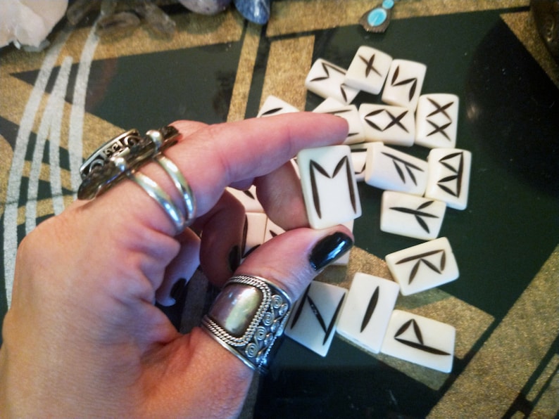 Bone Runes - Full Set - Hand Carved | Water Buffalo Bone | Divination ...