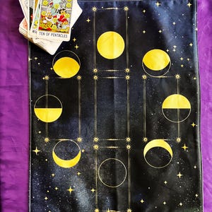 Tappetino per la lettura dei tarocchi con 5 carte - Tappetino per la lettura dei tarocchi celestiali del cielo notturno - Tappetino per la lettura dei tarocchi con 5 carte per la divinazione / 18" × 14"