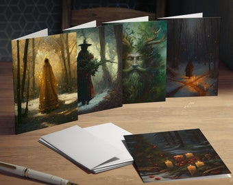 Yule Greeting Cards - 5 PACK | 2nd Edition | Set of Five Winter Solstice Cards for Pagans, Witches, Wiccans - Witchy Cards Pagan Christmas