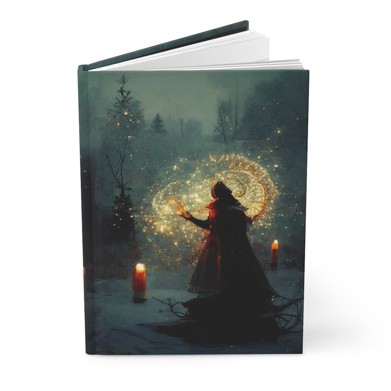 Winter Witch Book of Shadows - Witchy Notebook - Hardcover Grimoire for Witches, Pagans, Wiccans - 150 lined page notebook image 2