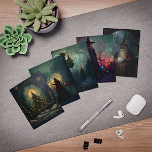 Set of 5 Winter Solstice Greeting Cards | Yule Cards | Witchy themed cards | Pagan Greeting Cards | Wiccans, Witches, Witchcraft, Paganism