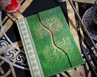 Tree of Life Blank Book of Shadows - 5x7" Book - 200 Page Journal - Unlined Notebook, Sketchbook, Spellbook - Magnetic Closure Celtic Pagan