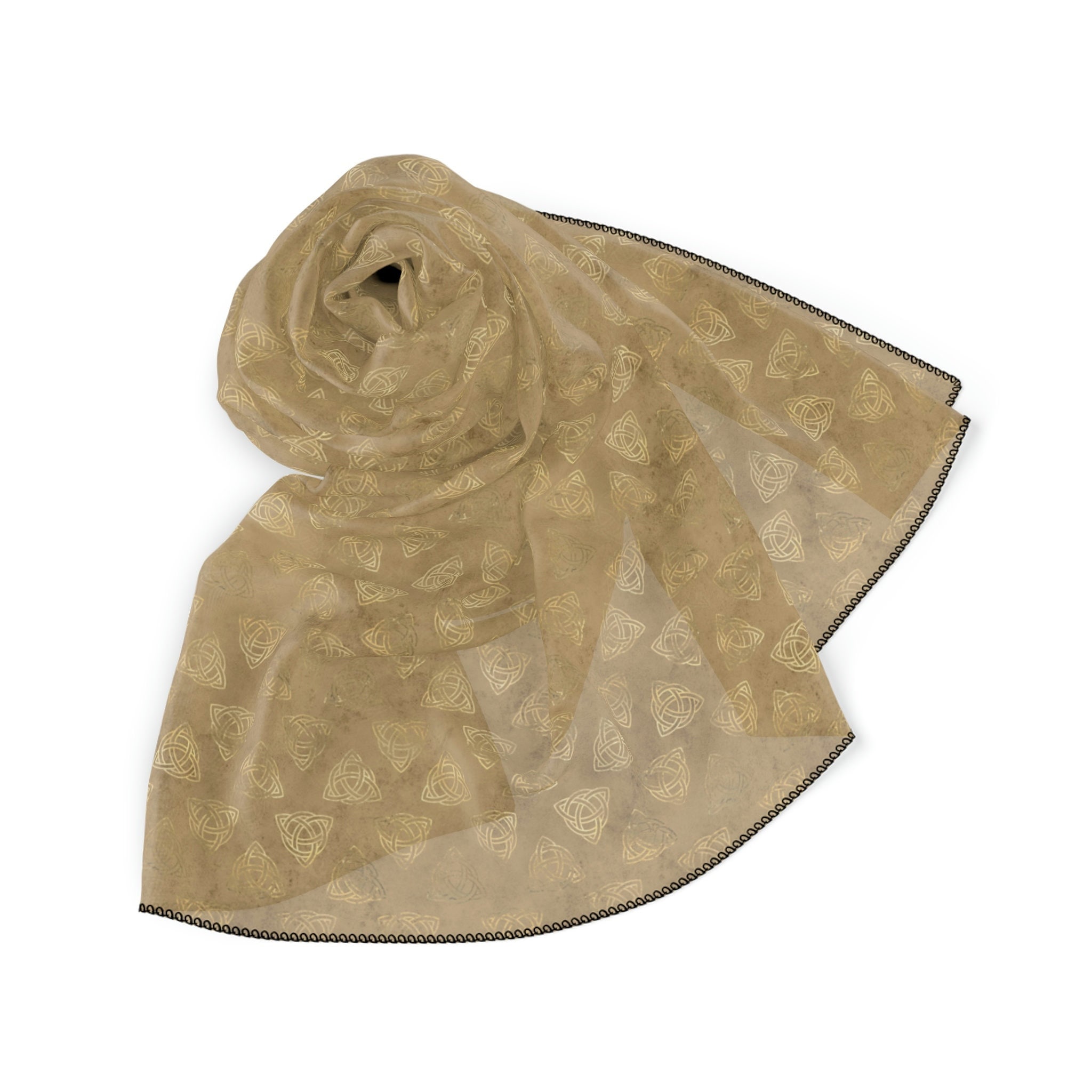 Gold & Tan Triquetra Witch Veil Witches Veil Head Scarf Head covering Celtic Knot Veil Pagan Veil Wiccan Veil Witchcraft Paganism