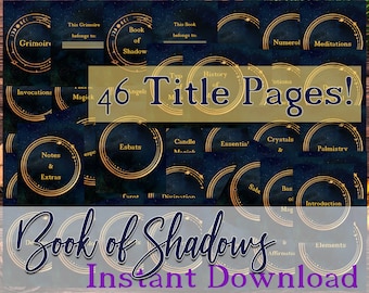 Book of Shadows Grimoire Title Pages - Cover Pages & Subject Divider mega bundle pack - Printables, witchcraft wicca pagan witch Celestial