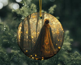 Magickal Yule Ornament - 4 Shapes | Ceramic Yule Ornament - Happy Yule! Metal ornament for Yule Tree, pagan man gift, wreath, wiccan gift