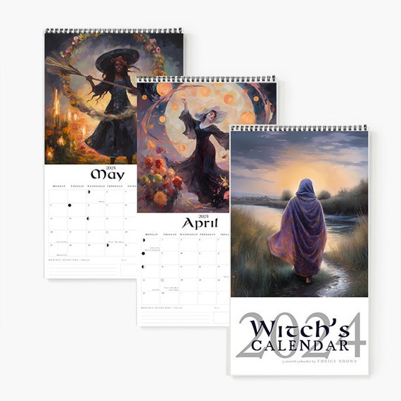 Calendrier mural de la sorcière 2024 États-Unis et Canada 13 mois Calendrier  païen Wiccan Calendrier des phases de la lune Événements astrologiques  Sabbats et Esbats -  Canada