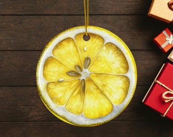 Ceramic Lemon Slice Ornament | Yule Citrus Decor