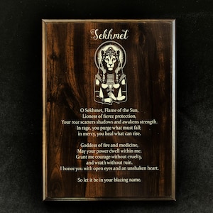 SEKHMET Prayer Wall Plaque | Lioness Goddess of War and Healing | Egyptian Pagan Decor | Witchy Altar Art | Wooden Wall Hanging | Pagan Gift