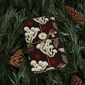 Mushroom Wrapping Paper - Yule Giftwrap - Witch mushrooms moths and berries 2 Wrapping Paper Great for witches gifts, pagan, coven, Wicc