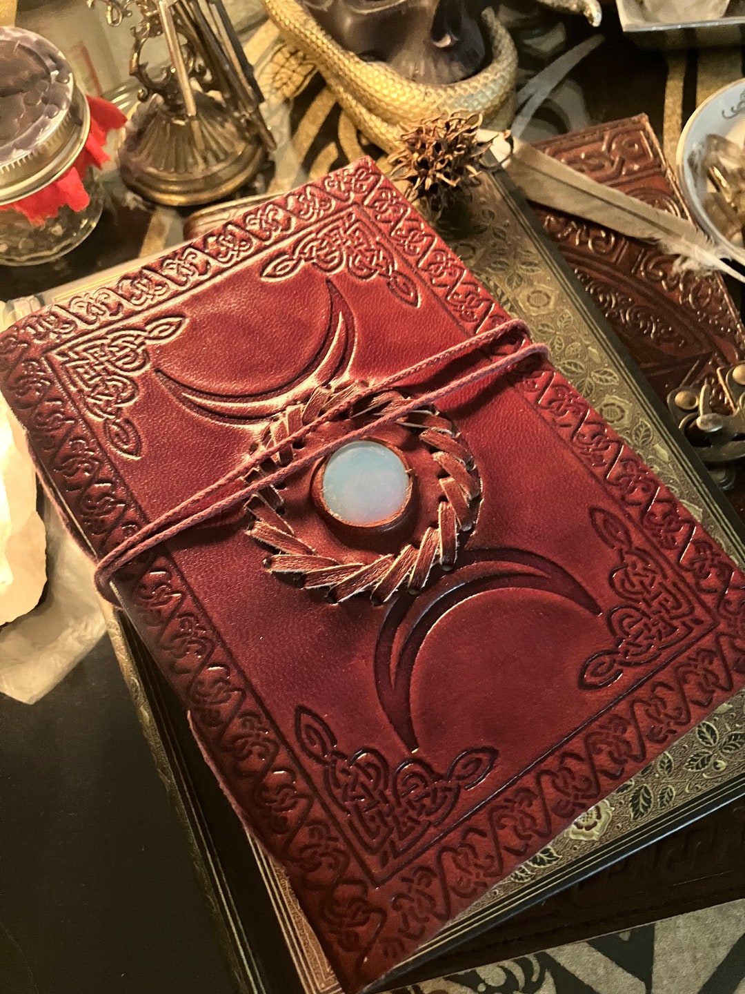 handmade-book-of-shadows-5x7-small-leather-bound-triple-moon-goddess