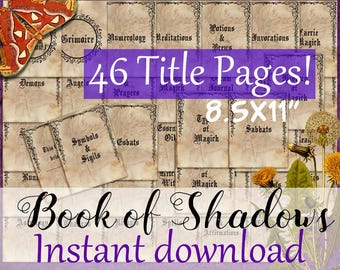 Book of Shadows Title Pages – Grimoire Divider Set (PDF)