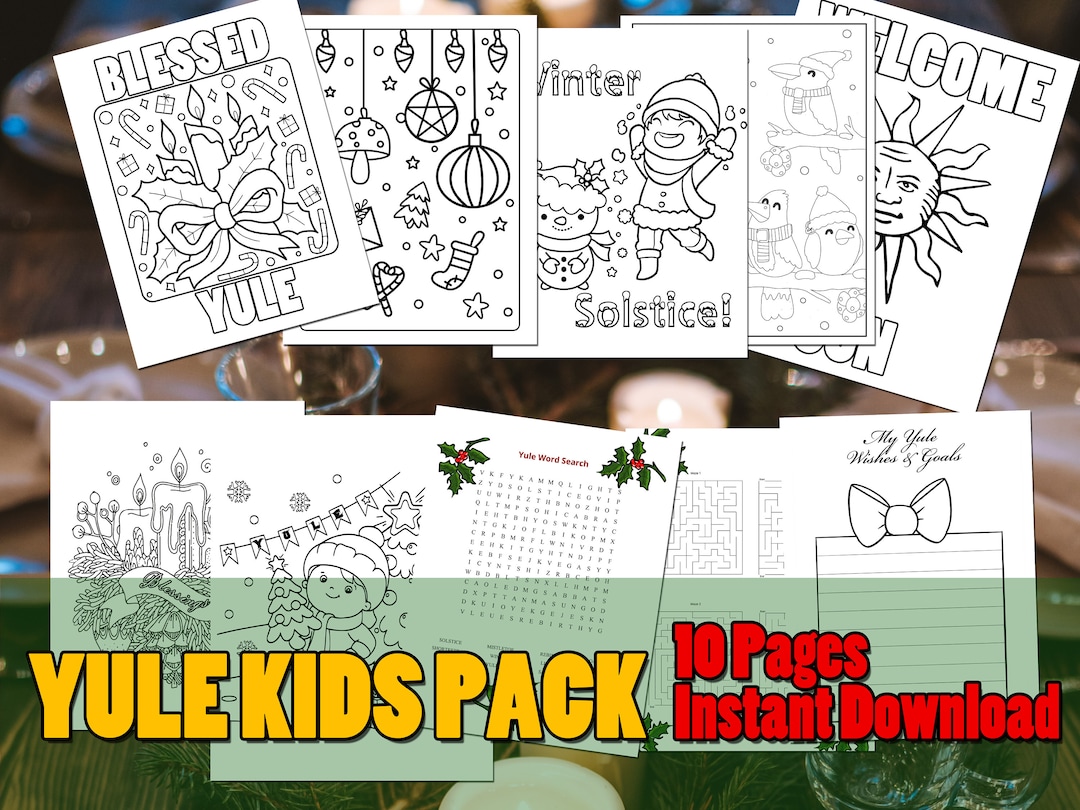 Printable Yule Activity Pack - 10 Pages Including 7 Coloring Pages and ...