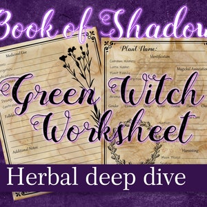 Downloadable Grimoire Herbal Worksheet (DEEP DIVE) - Book of Shadows Page for herbalism, herbal magic Green Witch Witchcraft