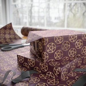Witchy Wrapping Paper - Yule Wrapping Paper - Pentagram Wrapping Paper Great for witchy gifts, birthday, halloween, coven initiation, goth