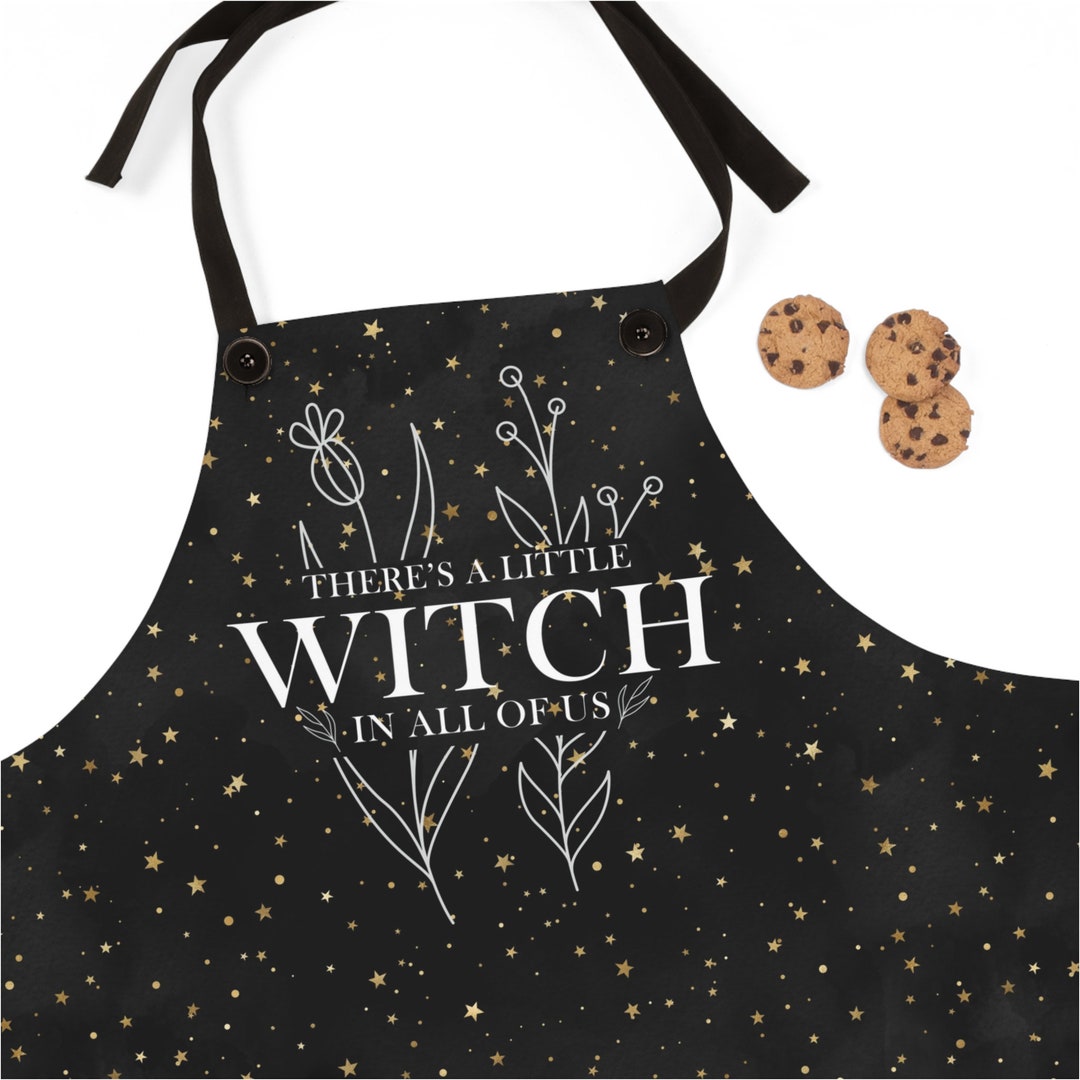 Kitchen Witch Apron - There's a Little WITCH in All of Us - Black Stars ...