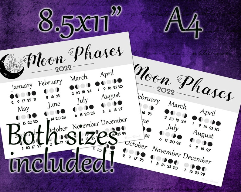 Printable 2023 Moon Phase Calendar Digital Download for - Etsy
