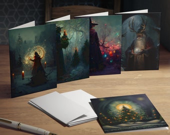 Yule Greeting Card Set – Pagan Winter Solstice, Witchcraft Cards (5-Pack)