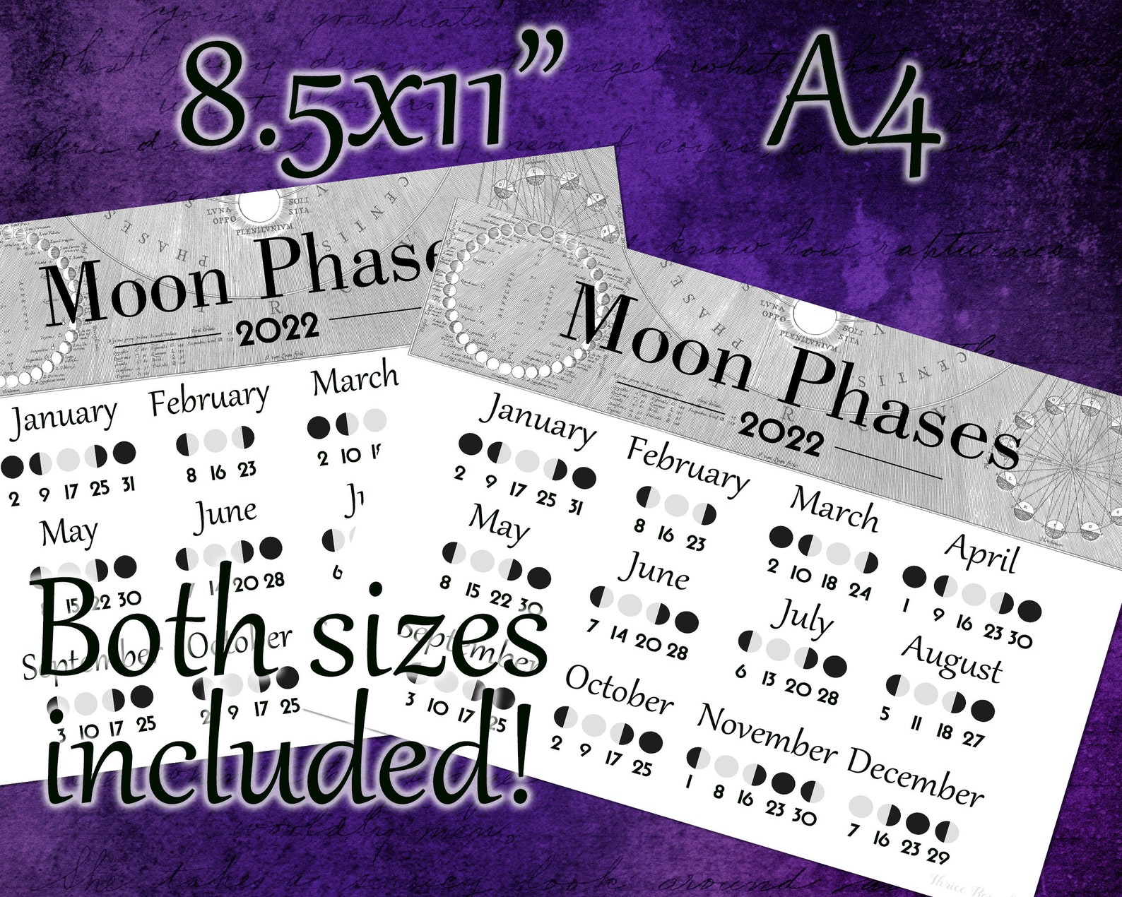 Printable 2023 Moon Phase Calendar Digital Download for - Etsy