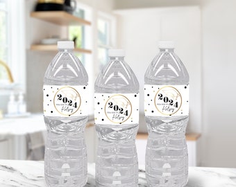 Customized Graduation Water Bottle Label Black and Gold Personalized Graduation Water Bottle Label Graduation Party Favor Graduation Tag