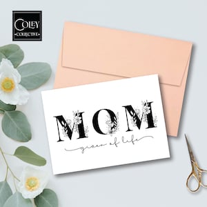 Printable Mothers Day Card, Card for Mother Day, Baby Shower Card, New Mom Folded Card, Floral Printable Card, Women Day Card