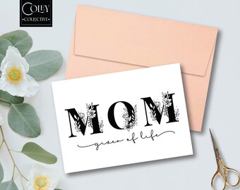 Floral Mothers Day Card for Her Instant Download Pretty Mothers Day Card Digital Download Simple Cards For Moms Elegant Mothers Card