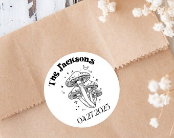 Fall Mushroom Wedding Label Autumn Wedding Party Favor Tag Custom Wedding Favor Sticker Magical Mushroom Return Address Label Autumn Favor
