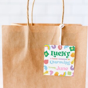 Etiqueta de clase con amuleto de la suerte para el día de San Patricio Etiqueta de regalo de fiesta impresa para el día de San Patricio Descarga instantánea de regalos personalizados para el día de San Patricio Etiqueta cuadrada para el día de San Patricio