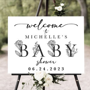 Boho Welcome Sign Baby Shower Wildflower Baby Shower Welcome Sign Gender Neutral Baby Shower Sign Printed Baby Shower Sign Foam Board Shower