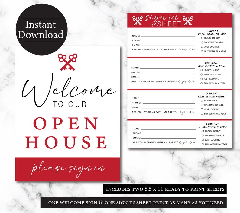 Realtor Sign in Sheet Printable Real Estate Marketing Material - Etsy