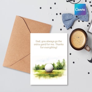 Carte de golf pour papa, modifiable sur Canva, carte d'anniversaire de papa, carte pour lui de golf pour lui, carte de golf pour papa, carte imprimable pour la fête des pères
