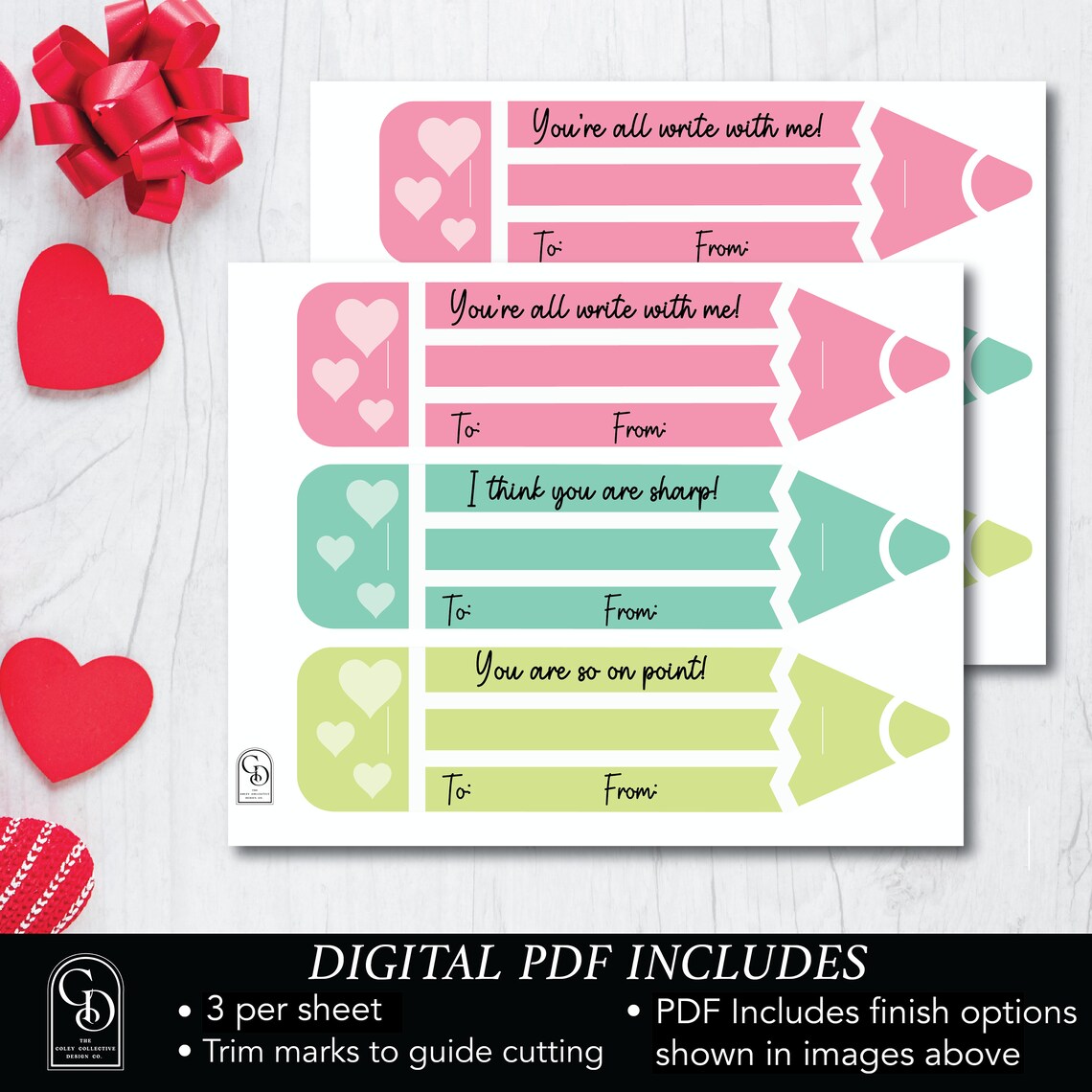 Pencil Valentine Printable Youre the Write Friend for Me Back to School ...