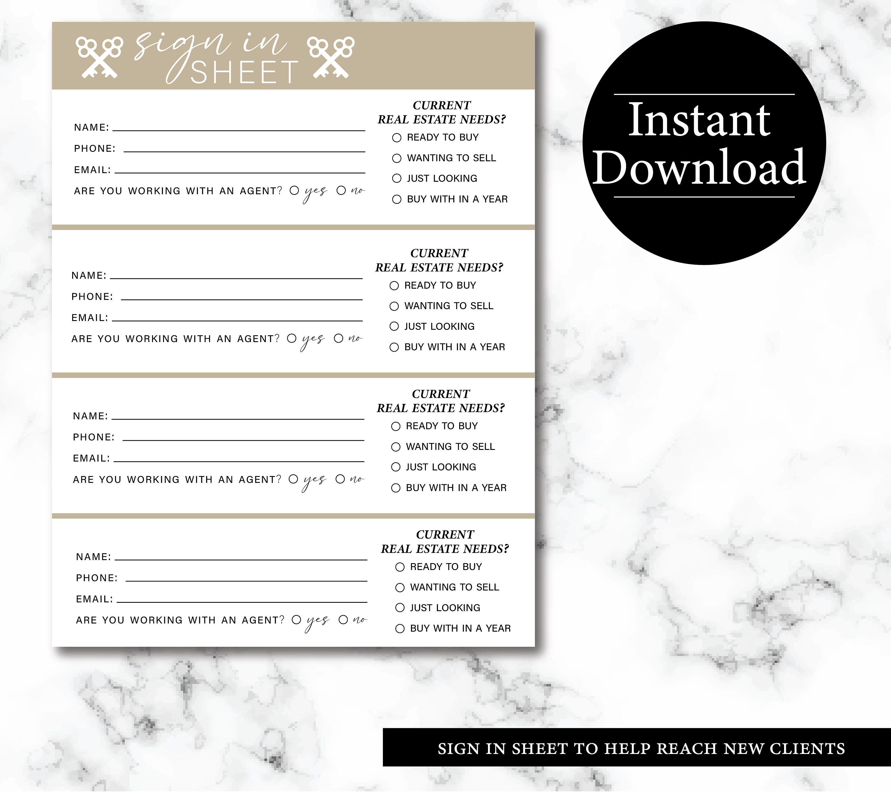 Realtor Open House Printable Sign in Sheet Elegant Realtor Printable