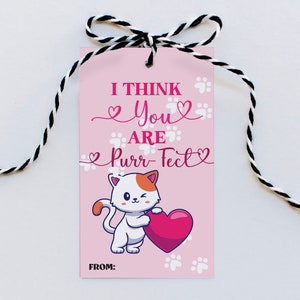 Etiqueta de Dia dos Namorados Purrfect Etiqueta de Dia dos Namorados de Gato Personalizada Etiqueta de Lembrancinha de Aniversário Etiqueta de Dia dos Namorados de Gato Fofo Etiqueta de Dia dos Namorados Personalizada