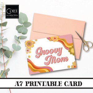 Carte de fête des mères rétro, carte d'anniversaire de maman groovy, carte de soeur, cartes de belle-mère rétro, cartes pour maman, cadeau de maman groovy, carte imprimable