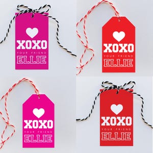 Étiquette Saint-Valentin à personnaliser Étiquette cadeau Saint-Valentin classe Saint-Valentin Xoxo Saint-Valentin Meilleur ami Saint-Valentin Étiquette collégiale personnalisée Étiquette rouge et rose