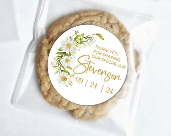 Daisy Wedding Favor Label Wildflower Bridal Shower Label Customize Daisy Wedding Favor Sticker Baby Shower Daisy Favor Thank You Label