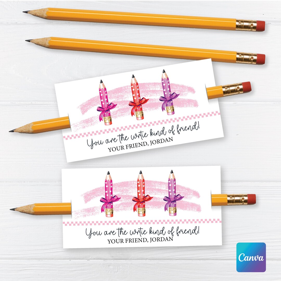 Pencil Valentine Printable You're the Write Friend for Me Teacher Gift ...