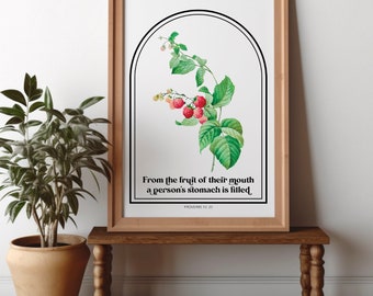 Psalms Botanical Scripture Art Print Customized Encouraging Wall Art Printable Fruit of The Spirit Scripture Wall Art Mother Day Print